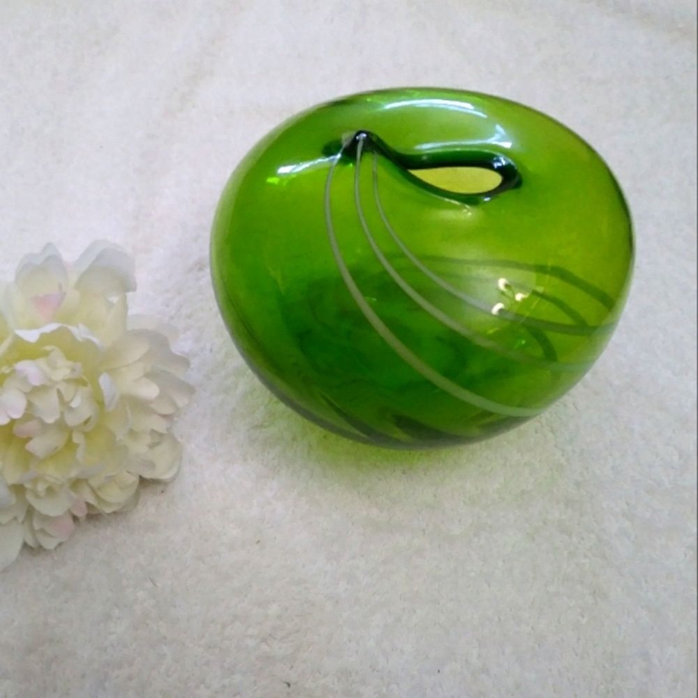 Unique, large, green vase/ bowl with white strips/ design